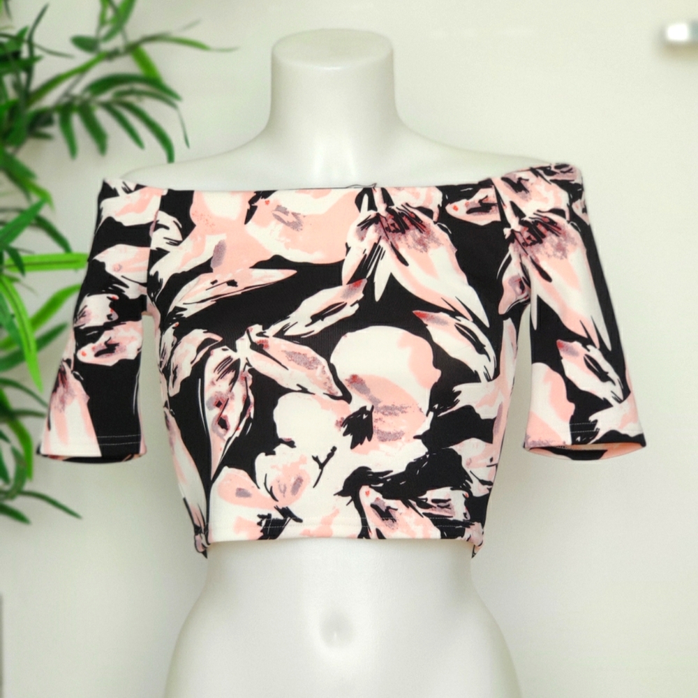Floral off-shoulder crop top